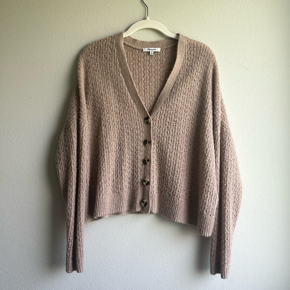 Madewell boxy cardigan sweater dusty pink M